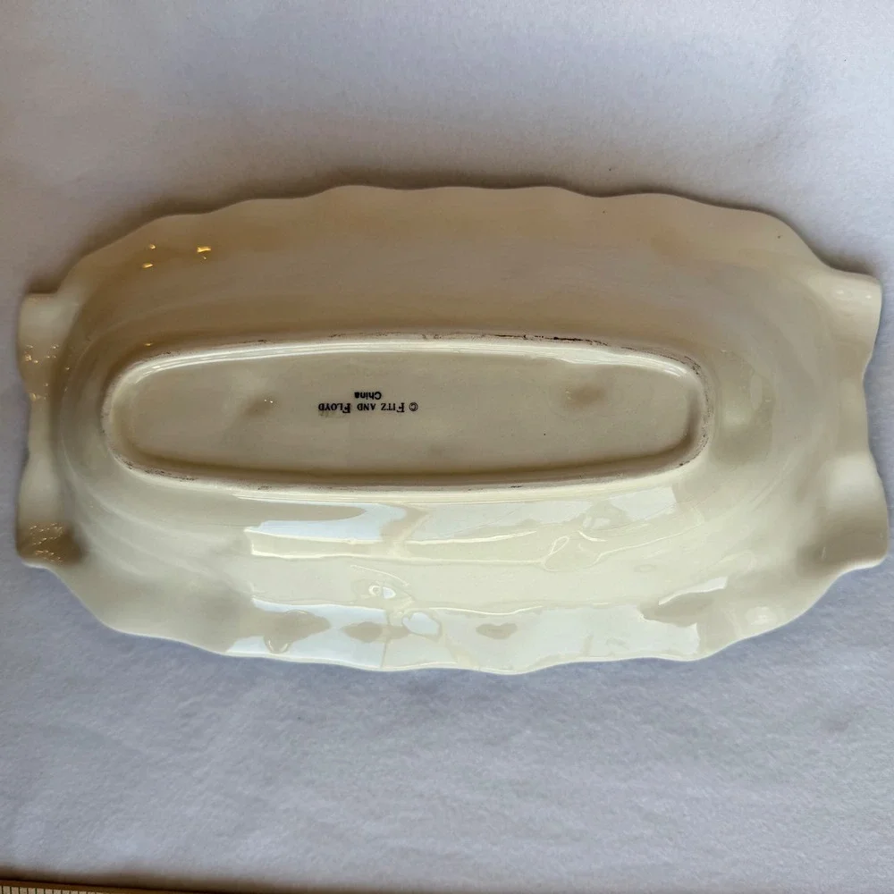 Vintage 1994 Fitz & Floyd Ceramic Serving Tray Vegetable Ribbon Cottagecore